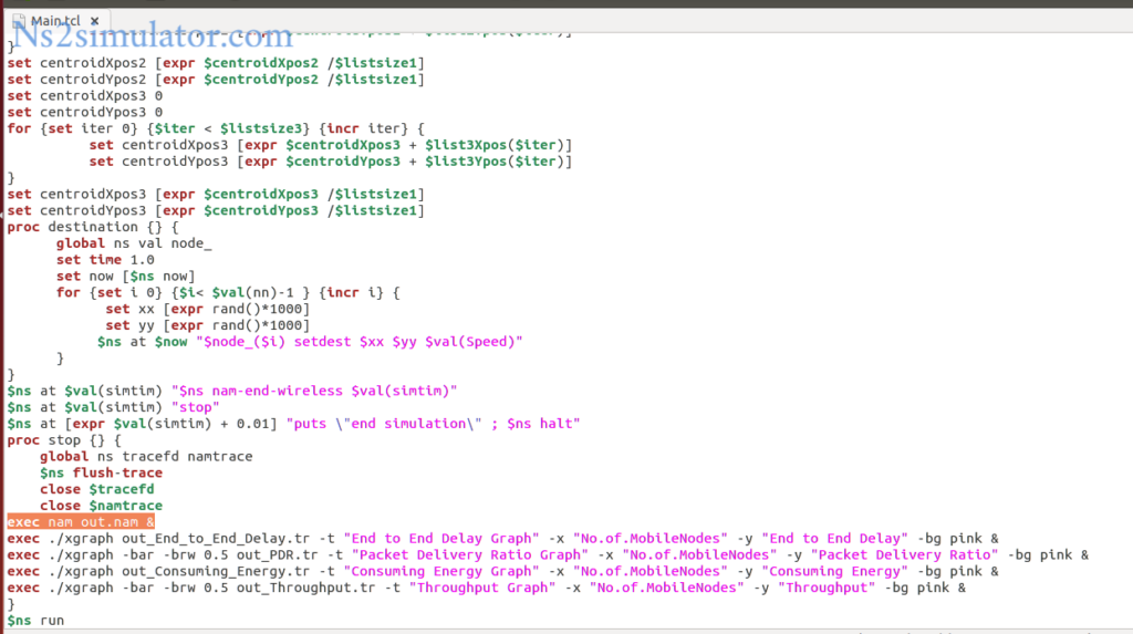NS2 main TCL file